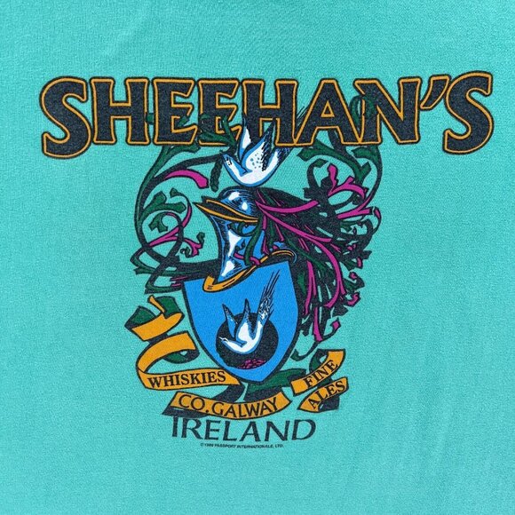 Oneita T Shirt Men L Made in USA Single Stitch Sheehan's Galway Ireland VTG 1989 - Picture 3 of 11